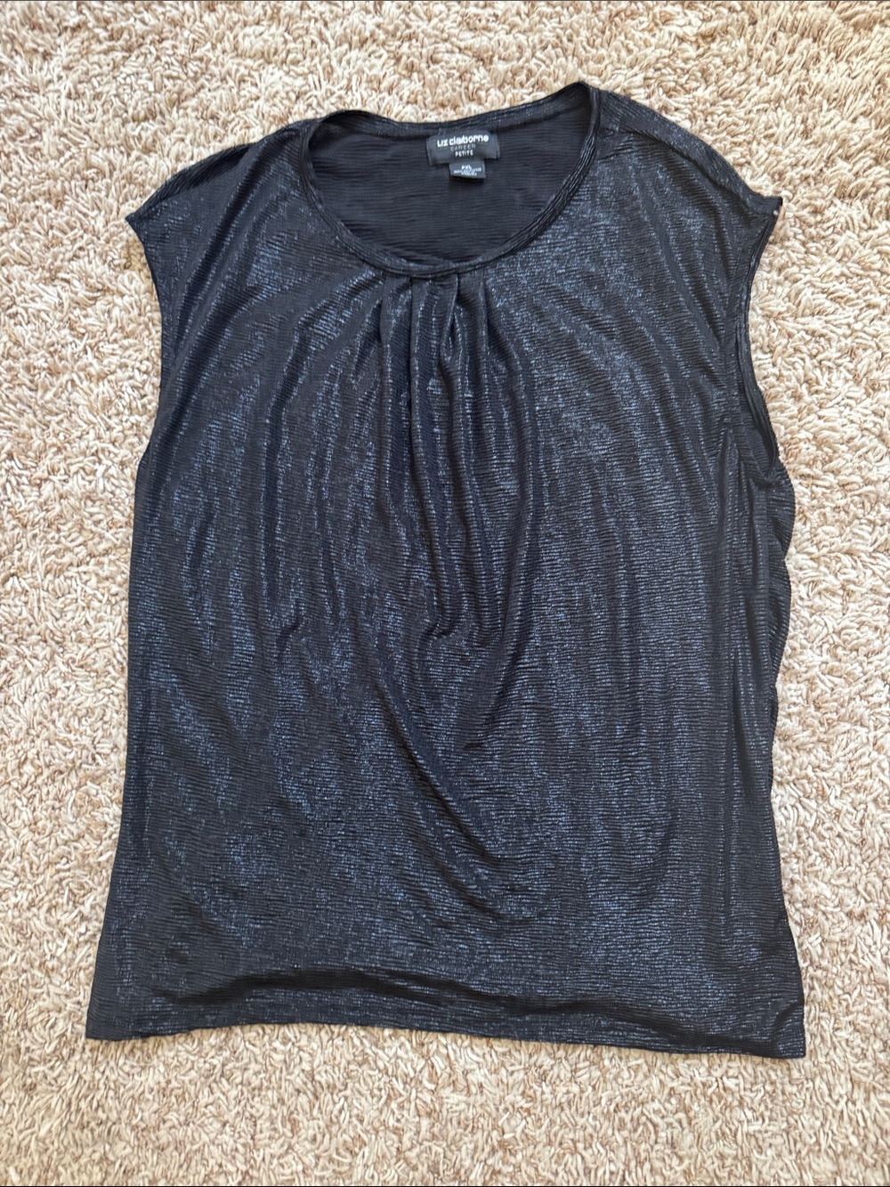 Liz Claiborne Black Metallic Scoop Neck Tank